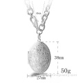 925 Sterling Silver Egg Shaped Pendant Chain Necklace Choker